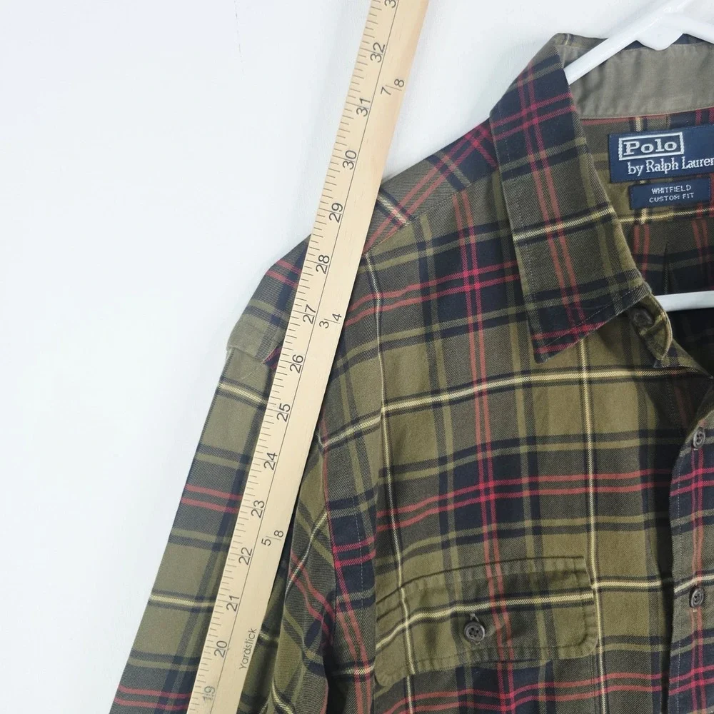 Polo Ralph Lauren Whitfield Button Down Flannel Green/Red Mens Large Custom Fit